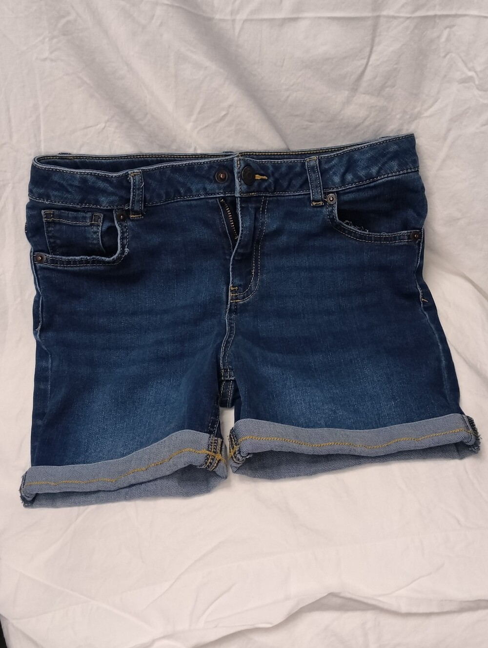Cat & Jack Dark Blue Rolled-Hem Denim Shorts Girls Size 14